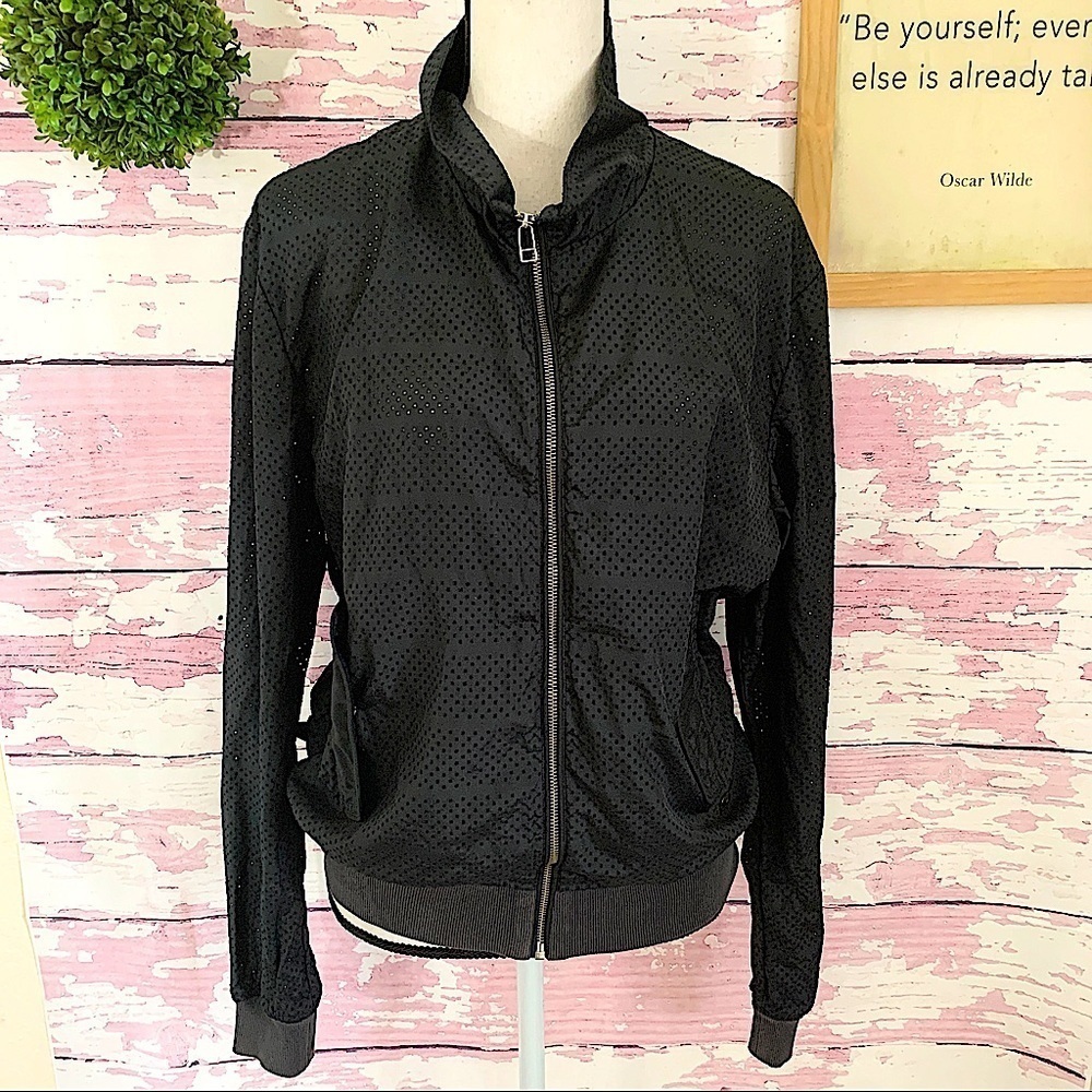 ADIDAS Black Long Sleeve Laser Cut Out Perforated Jacket size Small